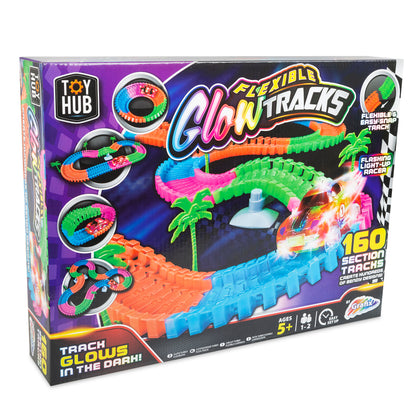 Flexible Glow In The Dark Race Track Toy Car 160 Piece Play Set LED