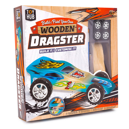 Build Paint Your Own Car Wooden Dragster Sports Race Kids Construction Craft Kit