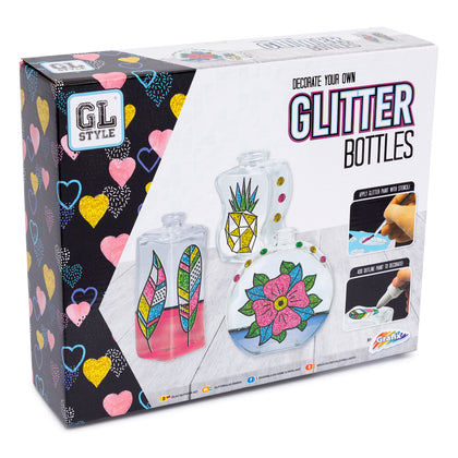 Decorate & Paint Your Own Glitter Glass Bottles Art & Craft Activity Set