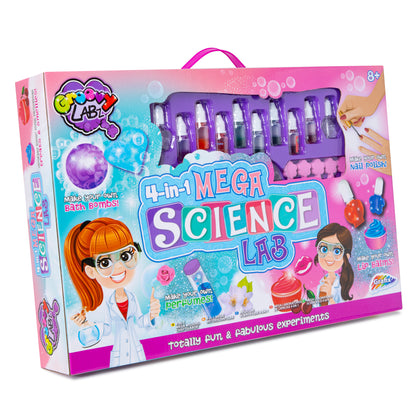 Girls 4-in-1 Mega Science Lab Experiments Bath Bombs Perfumes Nail Polish Balm