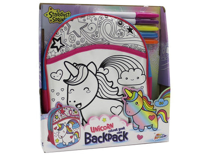 Unicorn Colour Your Own Backpack Kids Arts & Crafts Colouring Pens Markers