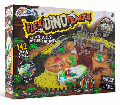 150Pc Dino Tracks Flexible Car Dinosaur Racetrack Kids Boys Xmas Toy Gift