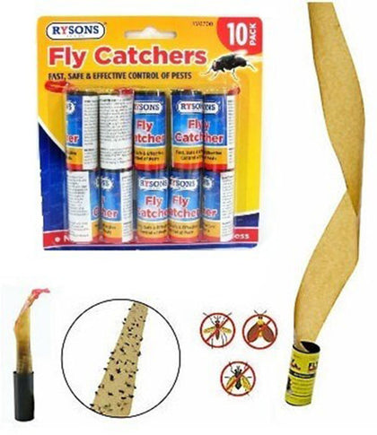 10pc Fly Insects Rolls Bugs Wasp Poison Free Sticky Papers Traps Catchers Home