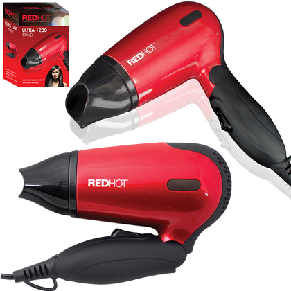 1200W Red Hot Professional Style Hair Dryer Hairdryer Concentrator Nozzle Travel