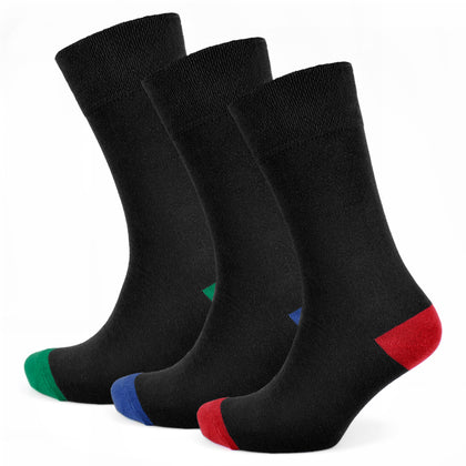 3 Pack Men's Diabetic Grey or Black Cotton Rich Light Elastic Socks Size UK 6-11
