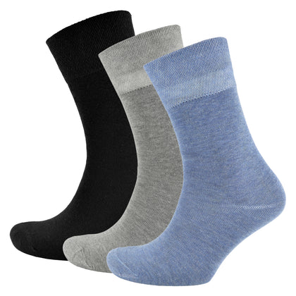 Plain Diabetic Socks Ladies 3 pack Light Soft Top Elasticated Cotton Rich Socks