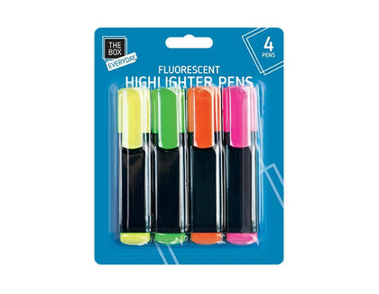 4 Highlighter Pens Fluorescent Office School Stationery Neon Marker Ink Pack Set