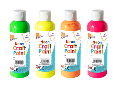 Kids Neon Finger Paints Children Arts Crafts Painting 4 NonToxic Colours Sensory