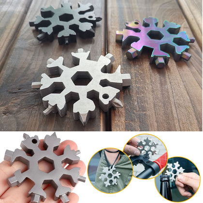 18 In 1 DIY Stainless Multi-Tool Portable Snowflake Shape Key Chain Screwdriver