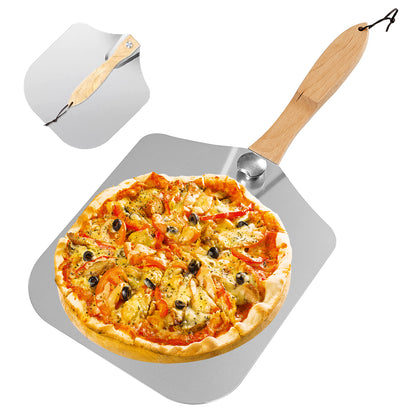 12 Inch Pizza Oven Peel Paddle with Folding Wooden Handle Lightweight Aluminium