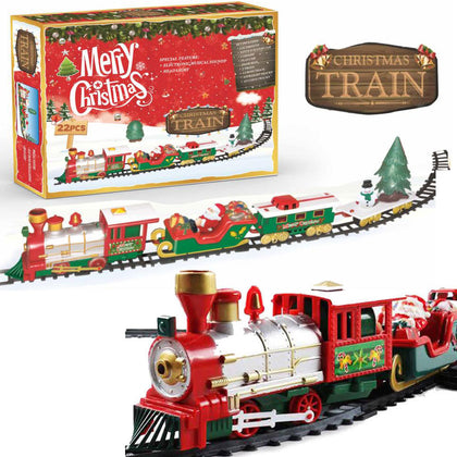 22 Christmas Train Track and Locomotives with Music Sounds and Lights Santa Tree