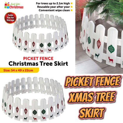 Christmas Tree Skirt Picket Fence for Trees up to 2.1m High Hide Bucket or Stand
