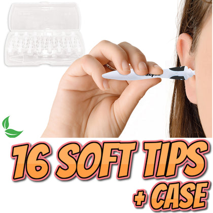 Ear Wax Removal Tool Ear Wax Cleaner 16 Tips Soft Silicone Spiral Swabs Earpick