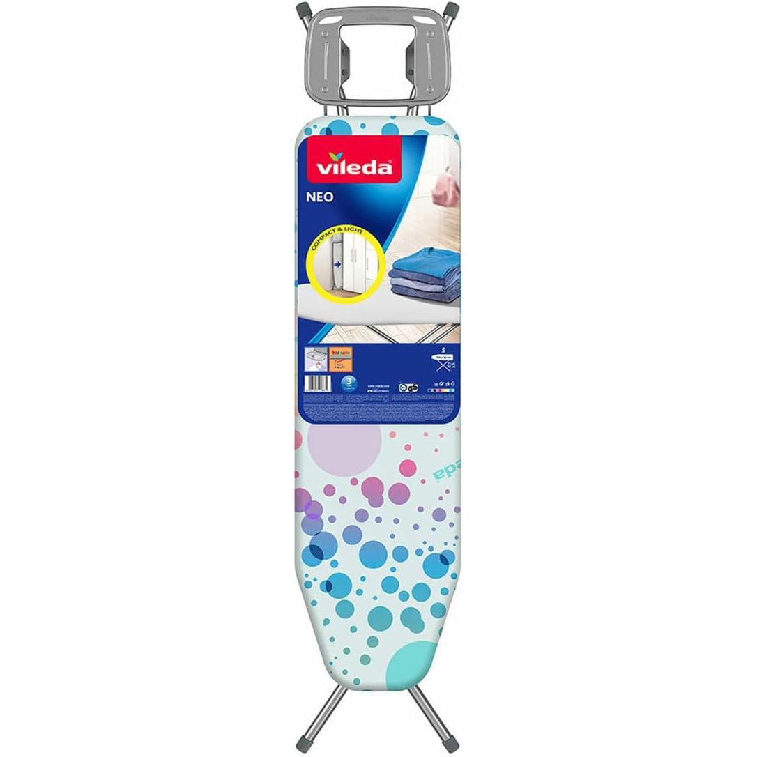 Vileda Neo Ironing Board with Hanger Hooks Adjustable Height Cotton 114cm x 33cm