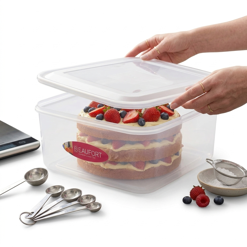 7L Square Cake Box Plastic Container with Lid Food Storage Airtight Box Clear