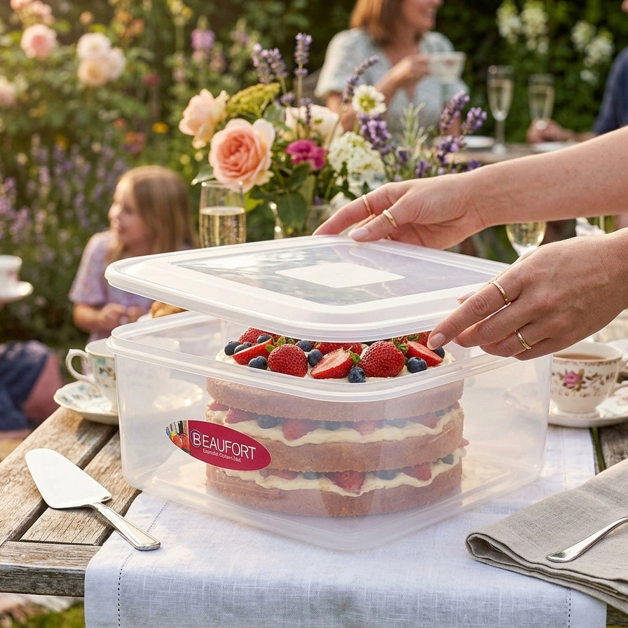 7L Square Cake Box Plastic Container with Lid Food Storage Airtight Box Clear