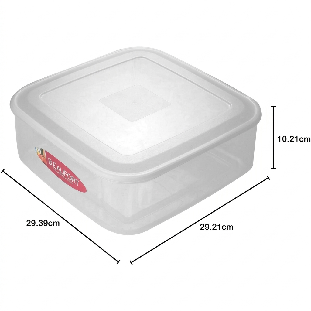 7L Square Cake Box Plastic Container with Lid Food Storage Airtight Box Clear