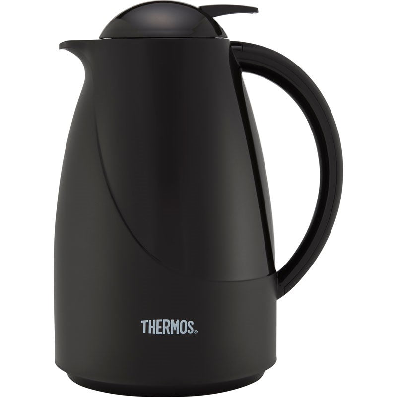 Thermos Carafe Black 1L Glass Lined Thermocafe Flask Insulated Mug Tea Hot Drink