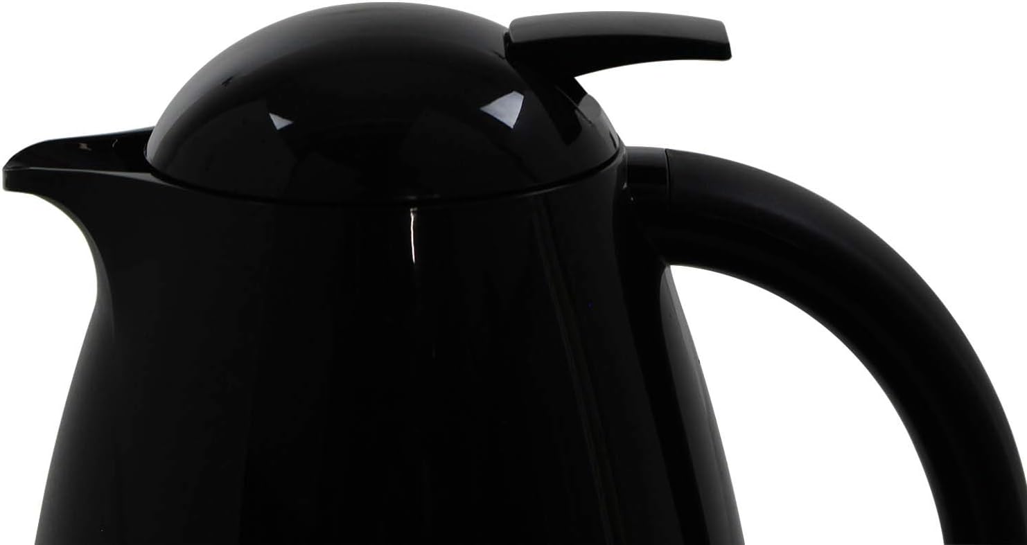 Thermos Carafe Black 1L Glass Lined Thermocafe Flask Insulated Mug Tea Hot Drink