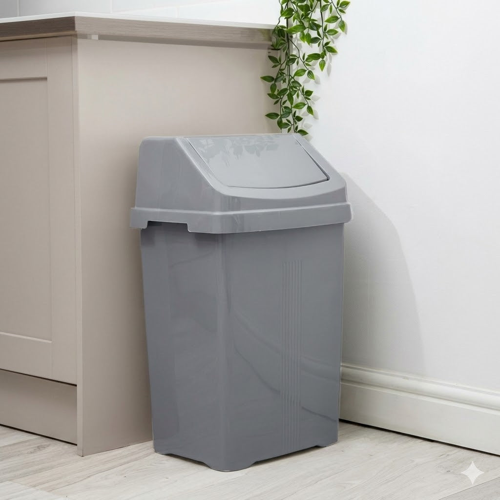25L Premium Plastic Family Kitchen Top Rubbish Waste Swing Lid Bin Trash Basket