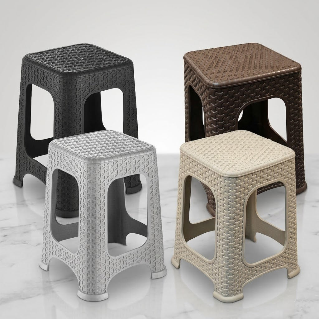 Rattan Step Stool Plastic Large Stool Indoor Outdoor Stackable Chair Home Garden