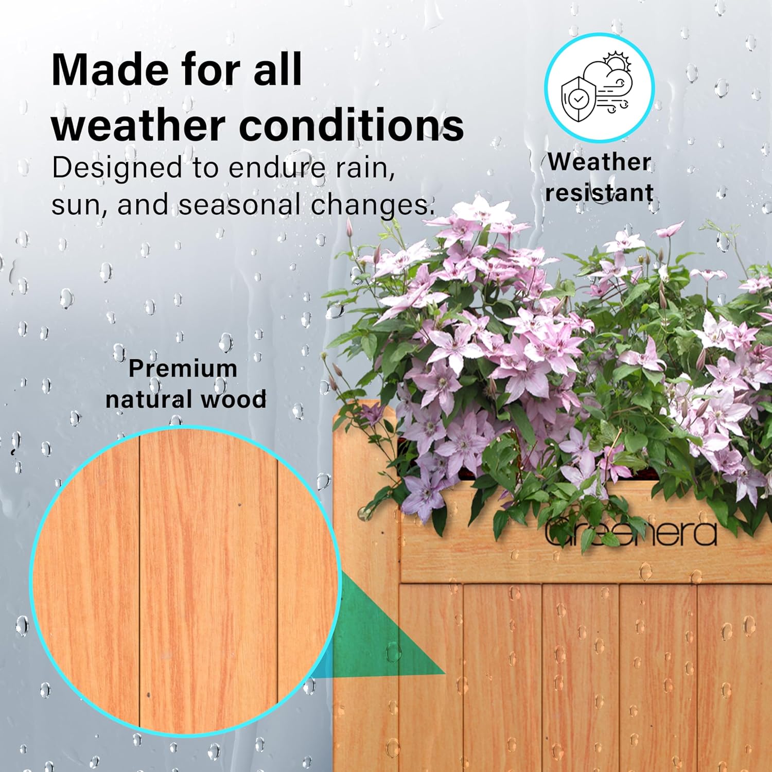 Wooden Garden Planters Outdoor Plants Flowers Pot Square Rectangular Display