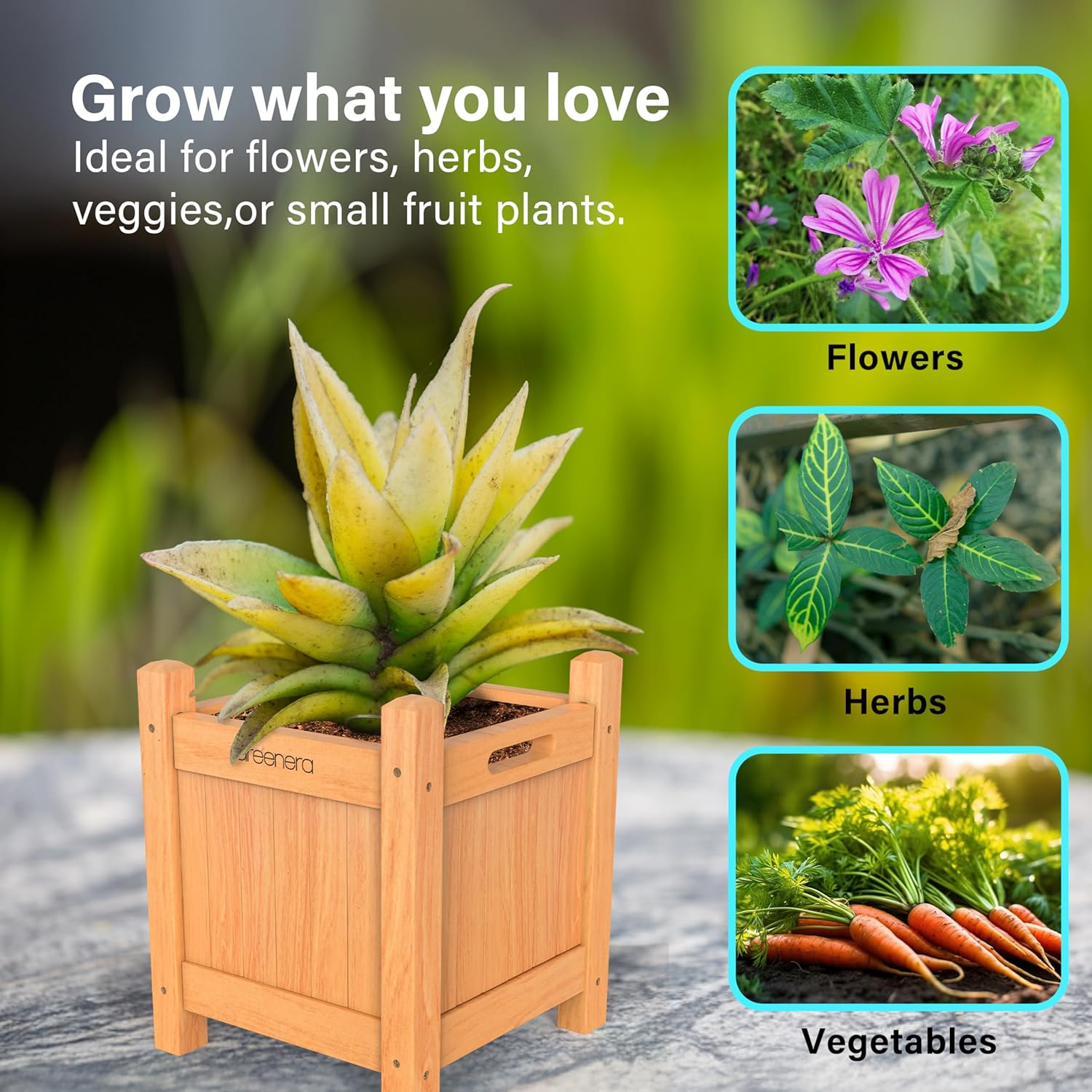 Wooden Garden Planters Outdoor Plants Flowers Pot Square Rectangular Display