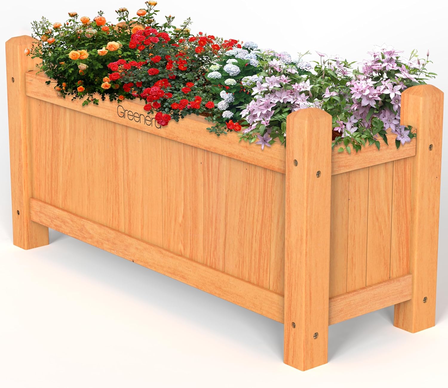 Wooden Garden Planters Outdoor Plants Flowers Pot Square Rectangular Display