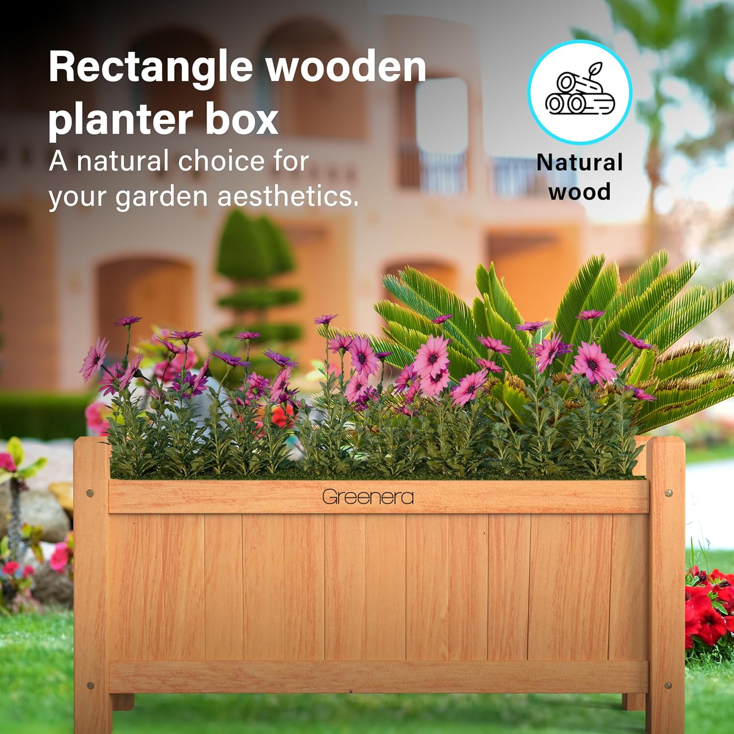 Wooden Garden Planters Outdoor Plants Flowers Pot Square Rectangular Display
