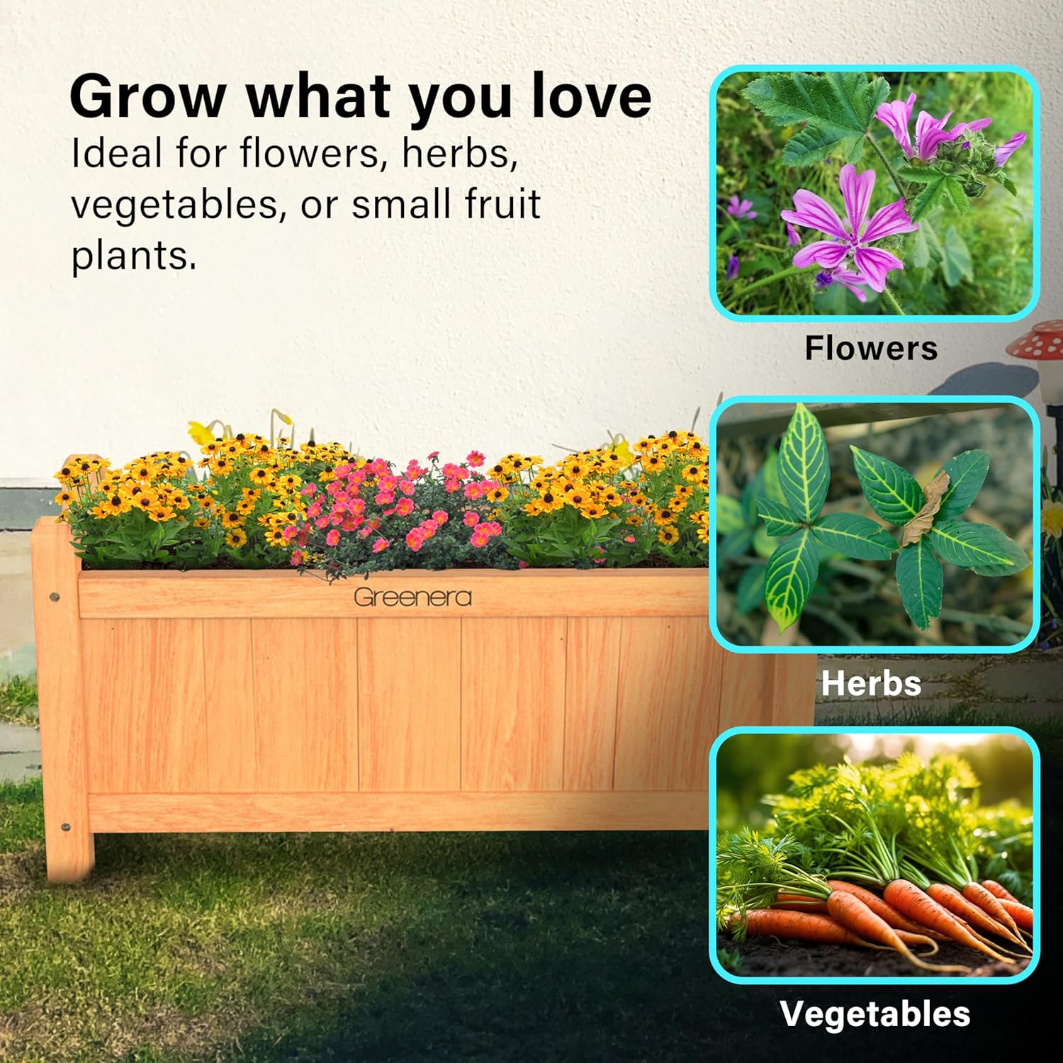 Wooden Garden Planters Outdoor Plants Flowers Pot Square Rectangular Display