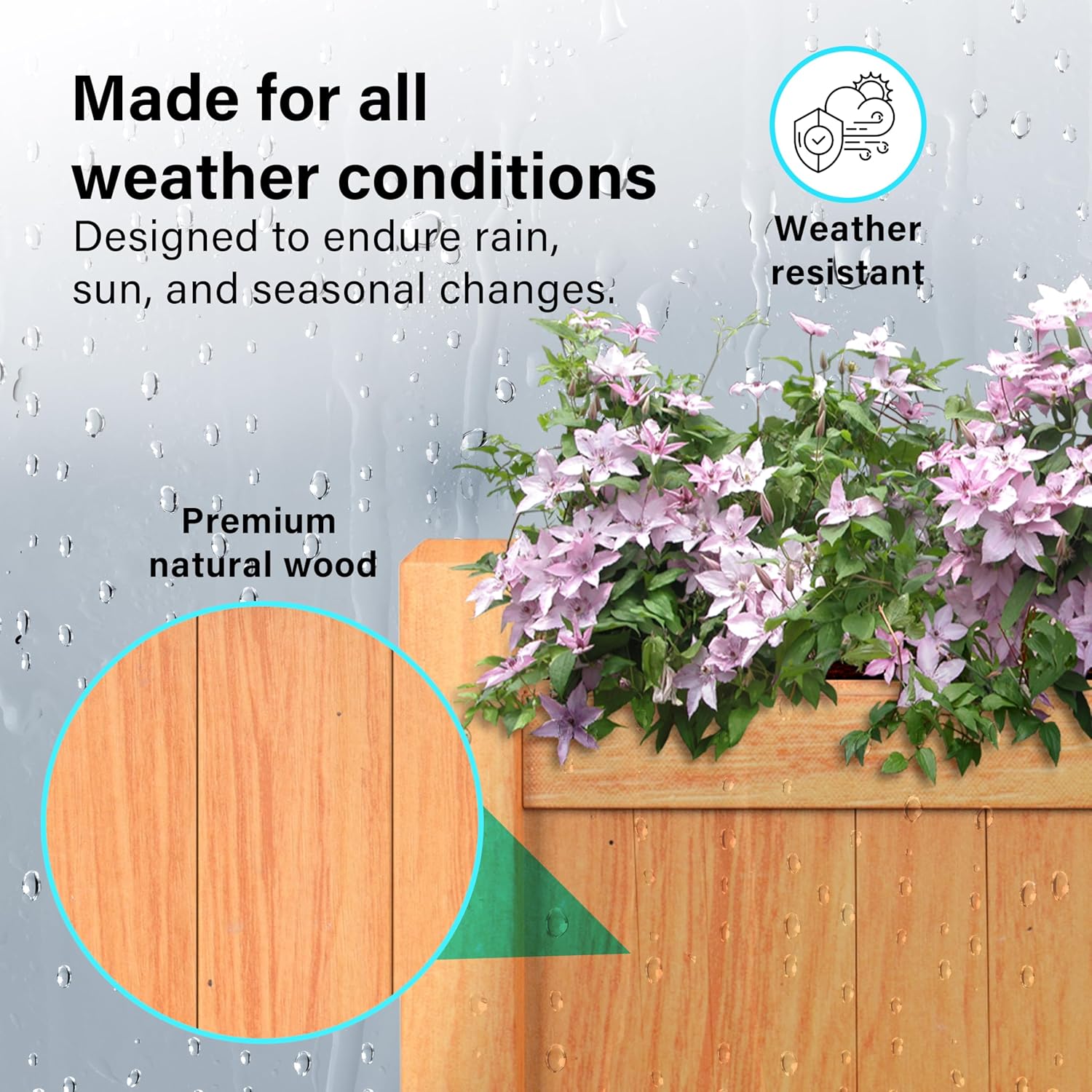 Wooden Garden Planters Outdoor Plants Flowers Pot Square Rectangular Display