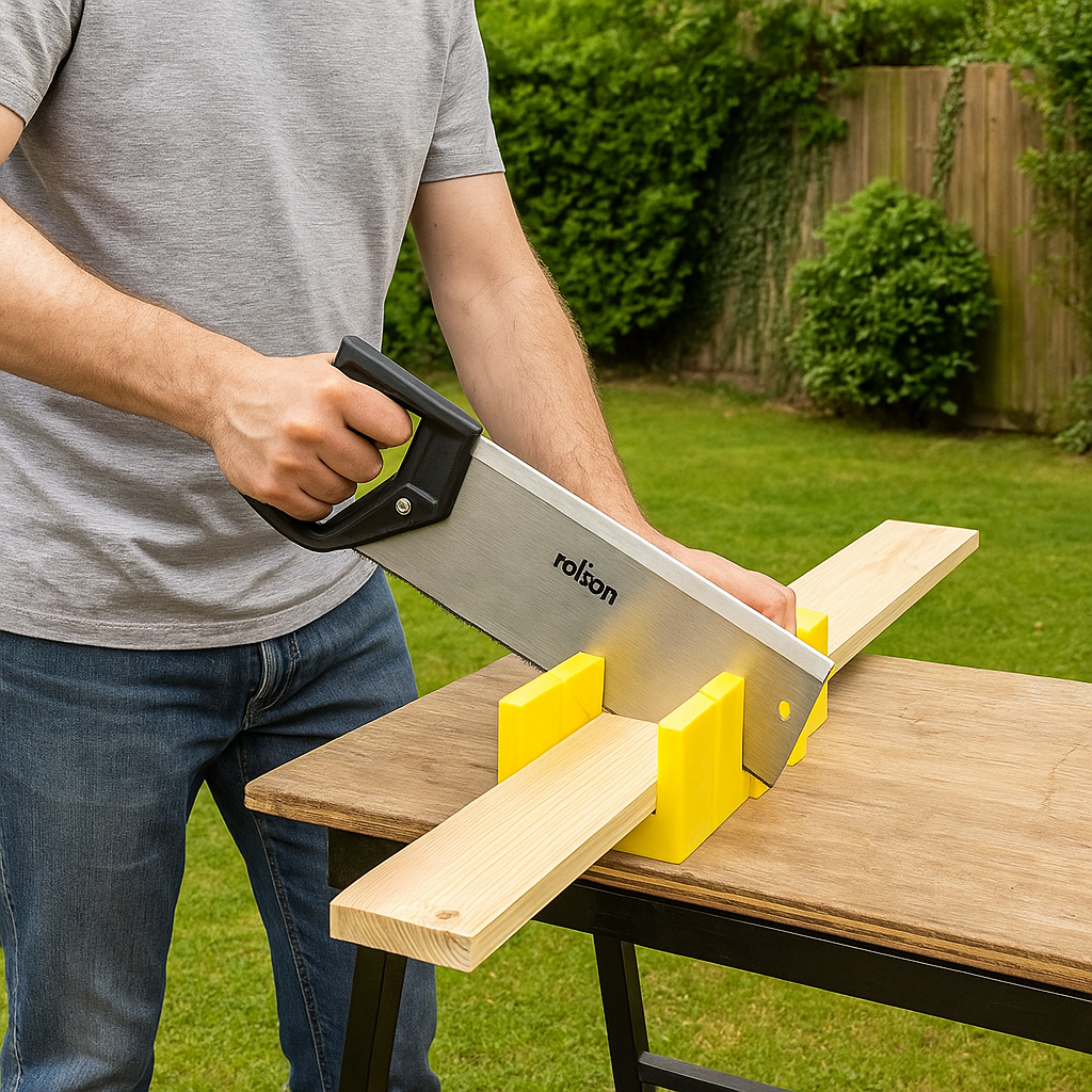 Rolson Tenon Saw & Plastic Mitre Box Home Garage Repair Crafting Tools 300mm Saw