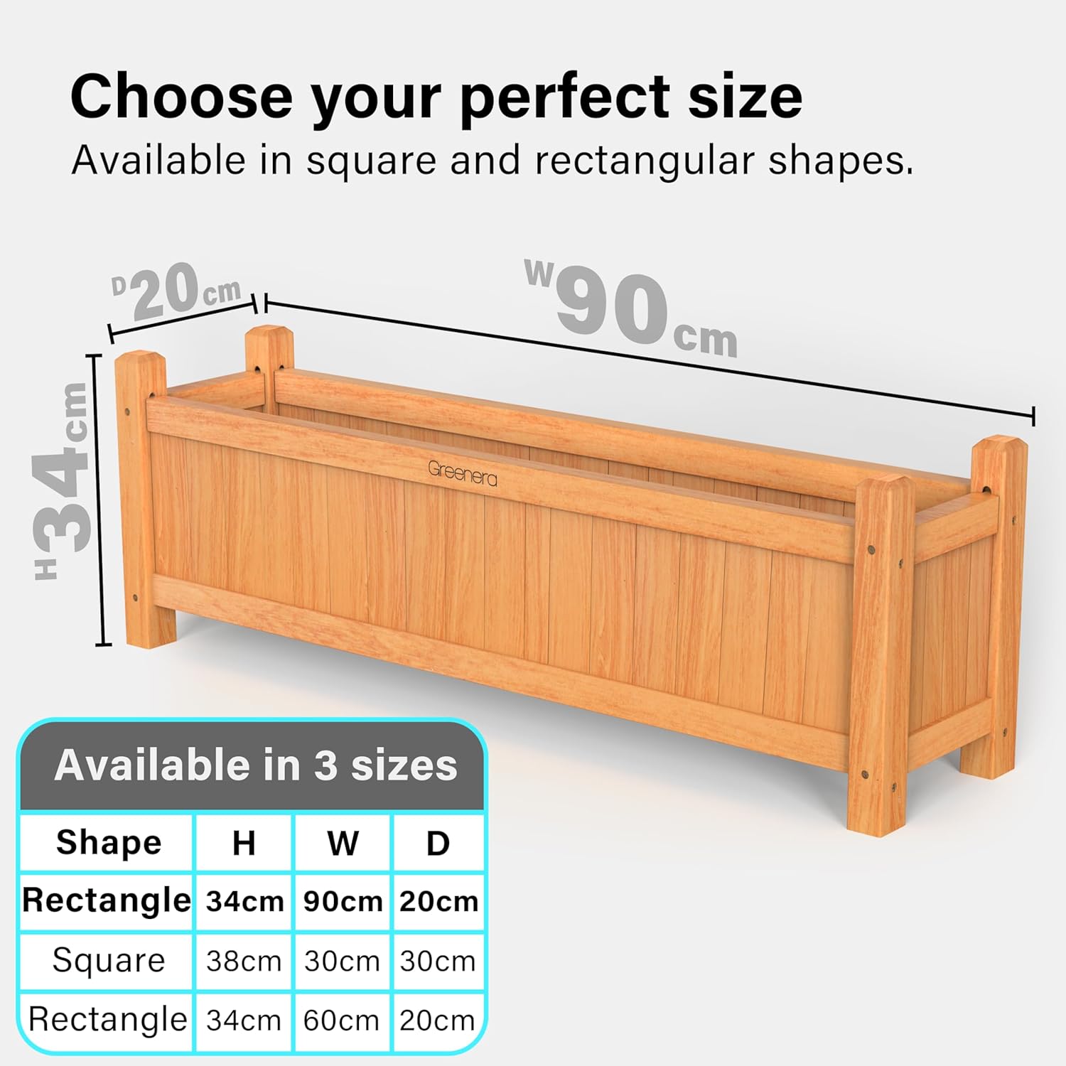 Wooden Garden Planters Outdoor Plants Flowers Pot Square Rectangular Display