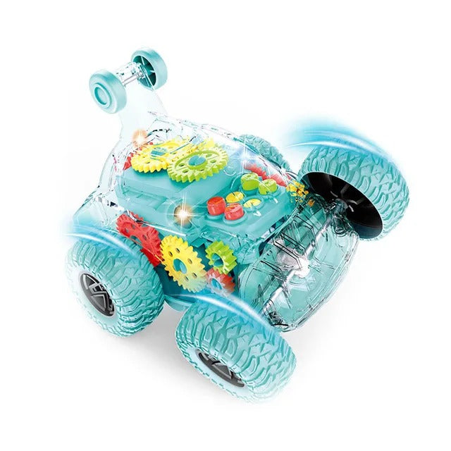 RC Car Transparent Gear Stunt Car LED Music Remote Control 360° Rotation Drift