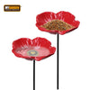 Bird Bath Water Seed Feeder Cast Iron Round Poppy Sunflower Leaf Garden Ornate