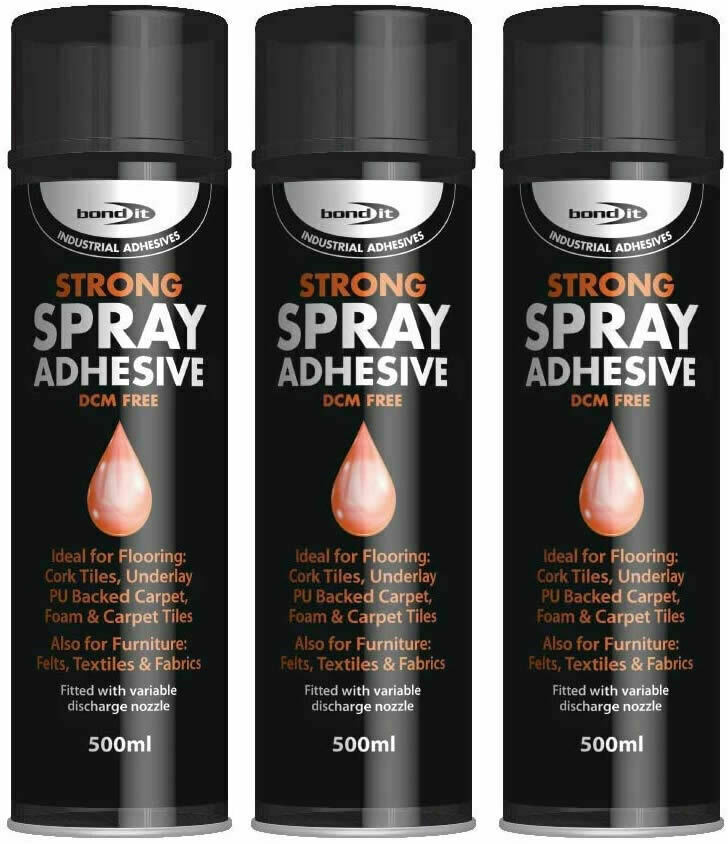 Bond IT Adhesive Spray High Strength Carpet Vinyl Tiles Fabric Industrial Can UK