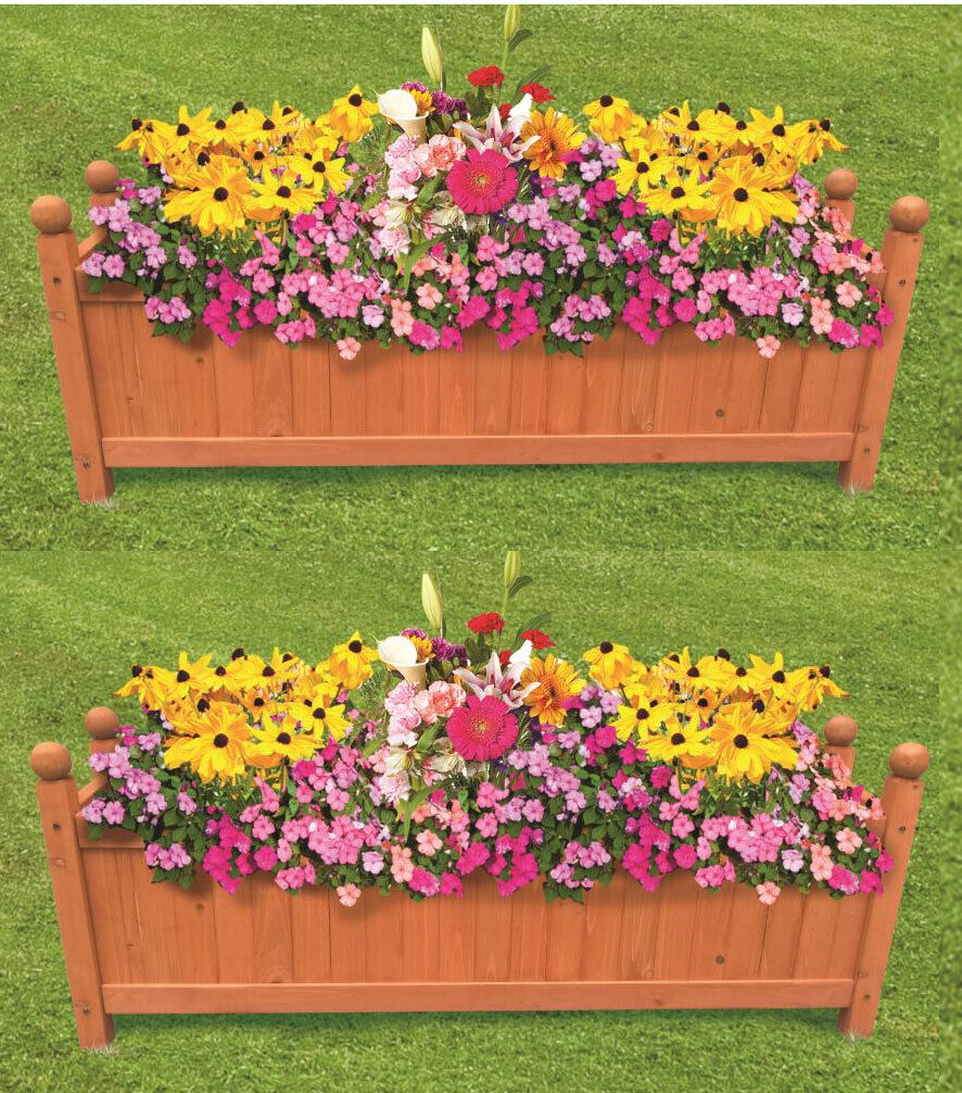 Wooden Garden Planters Outdoor Plants Flowers Pot Square Rectangular Display