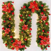 9FT Pre Lit Christmas Garland with Lights Door Wreath Xmas Fireplace Decor LED