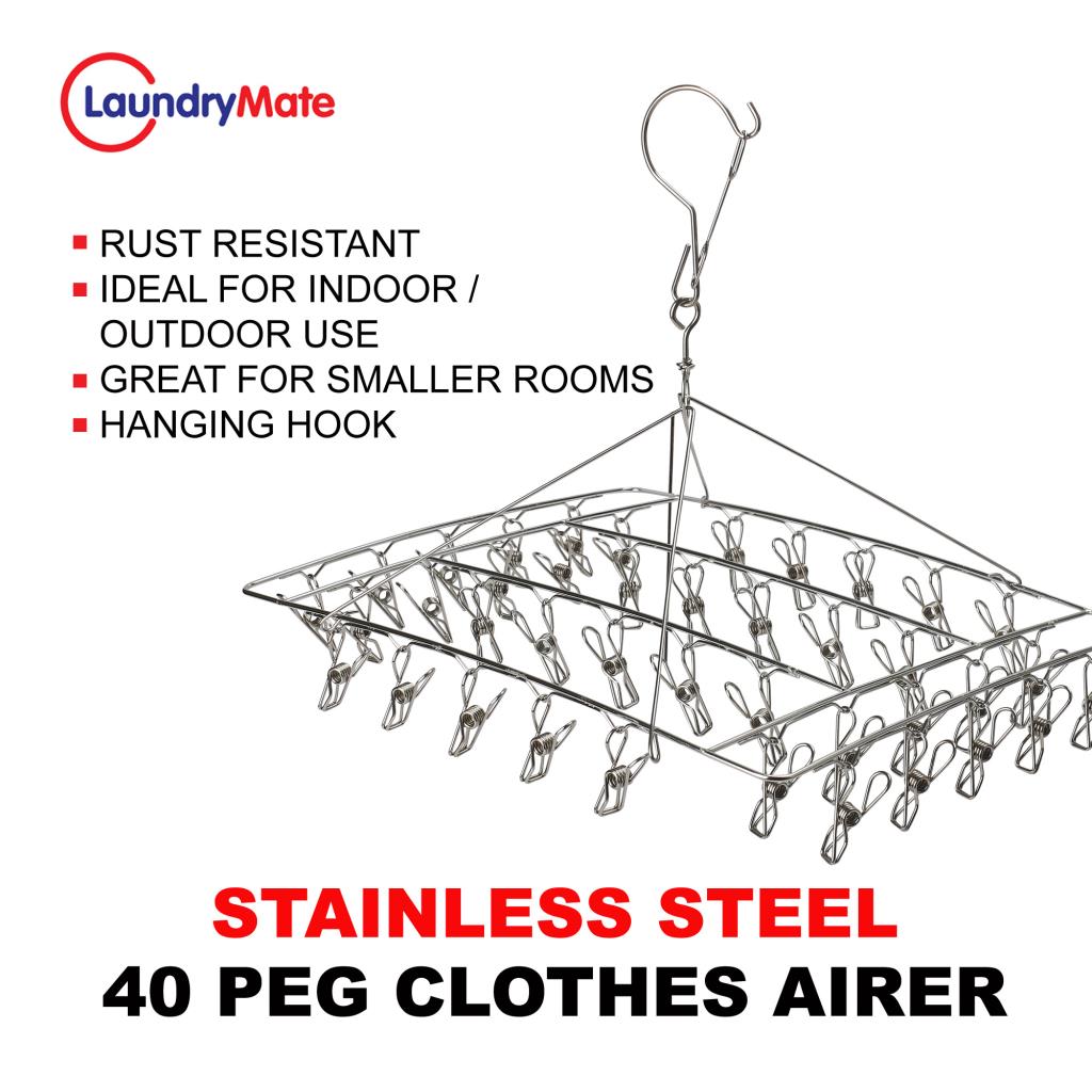 40 Thickened Clip Laundry Sock Underwear Hanger Airer Dryer Rack Stainless Steel