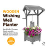 Grey Wooden Wishing Well Garden Planter | Indoor | Outdoor | Solid Natural Wood