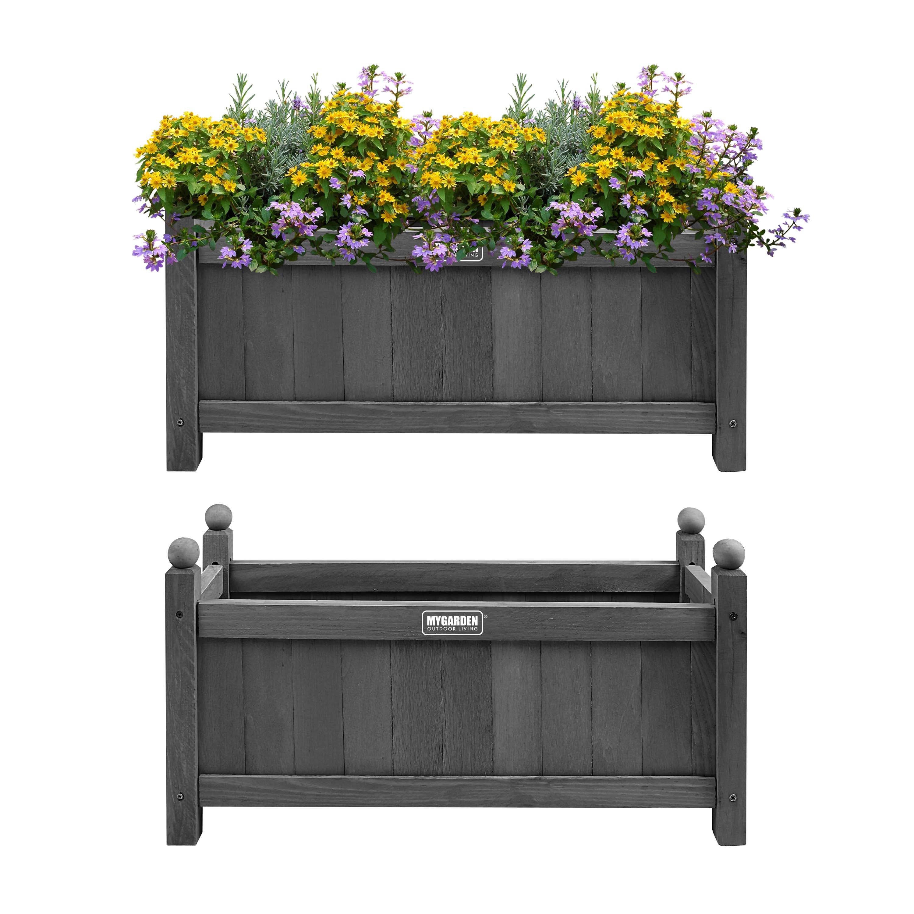 Wooden Planter Square Rectangle Modern Pot Flower Bed Outdoor Garden PE Liner