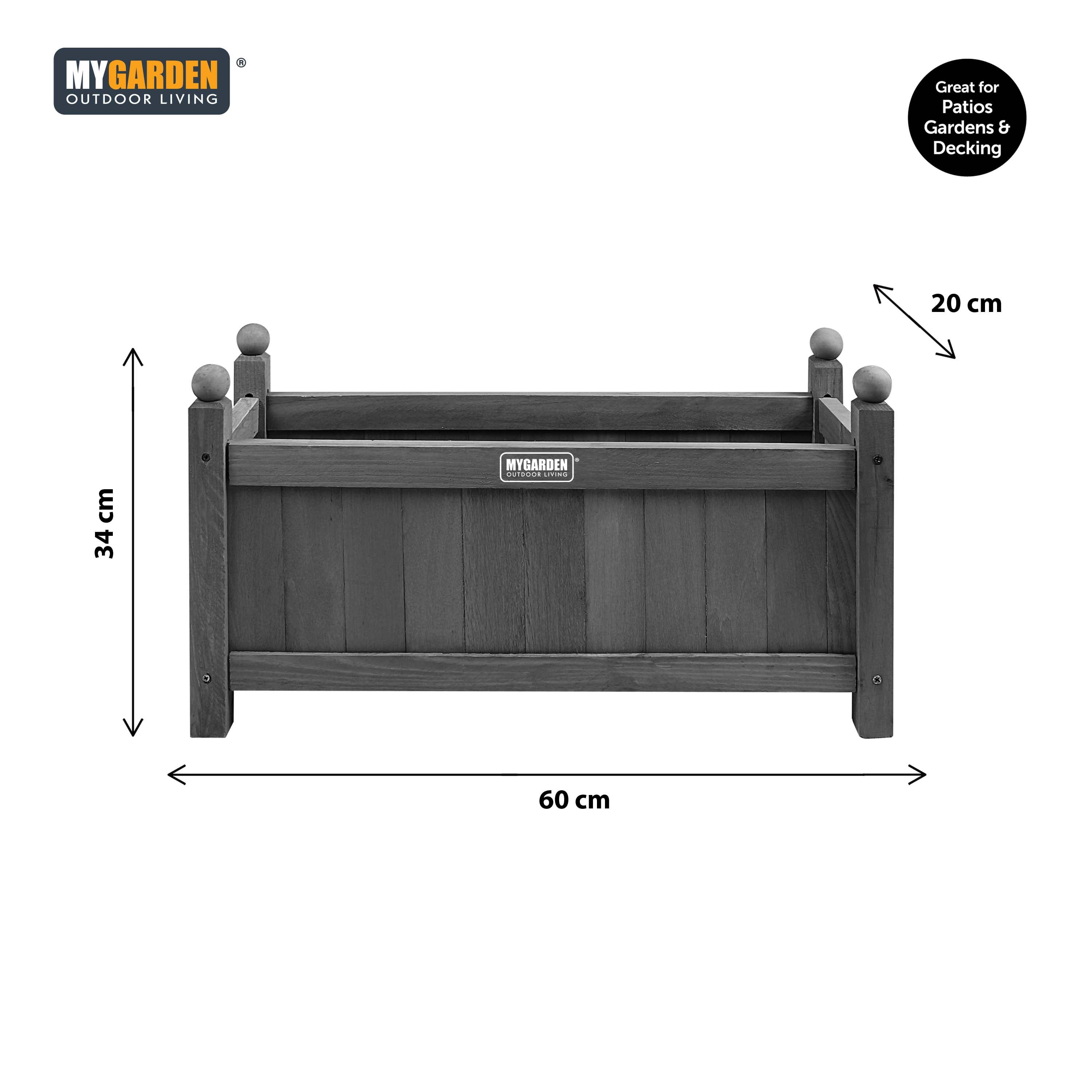 Wooden Planter Square Rectangle Modern Pot Flower Bed Outdoor Garden PE Liner