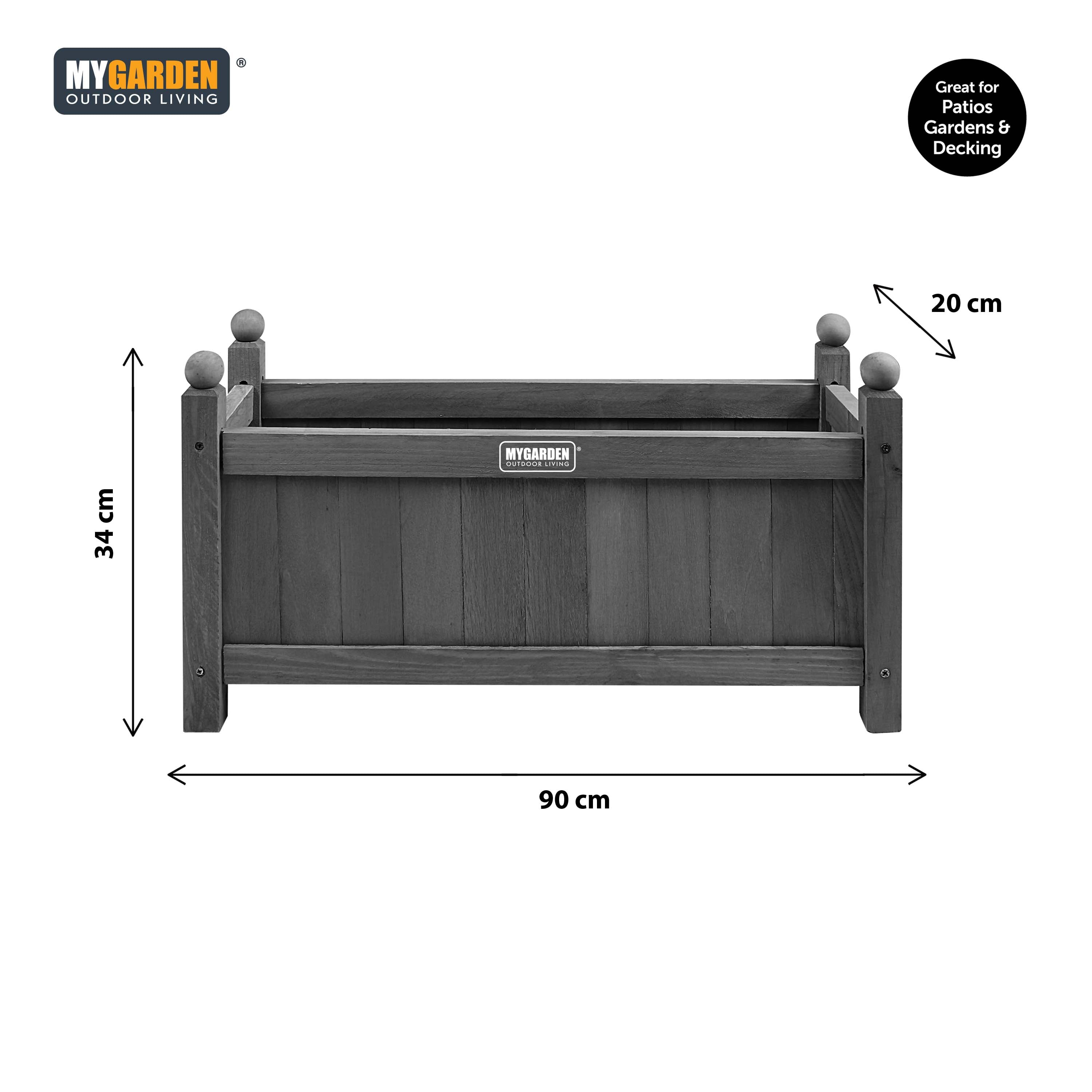 Wooden Planter Square Rectangle Modern Pot Flower Bed Outdoor Garden PE Liner