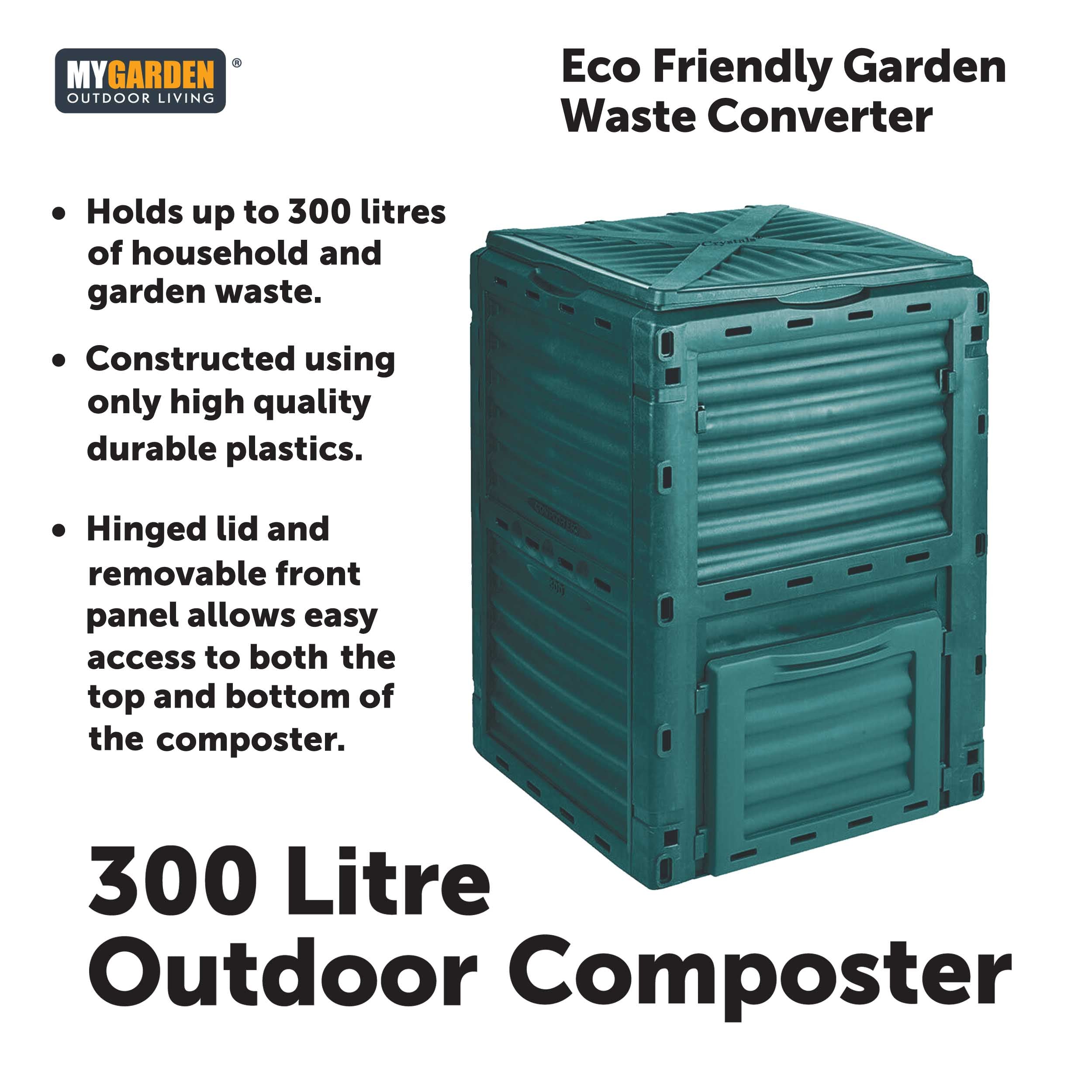 Compost Bin Garden 300 Litre Green Plastic Composters Outdoor Waste Eco Organic