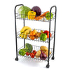 3 Tier Fruit Trolly Basket Rack Kitchen Storage Vegetable Cart Wheels Roller DIY