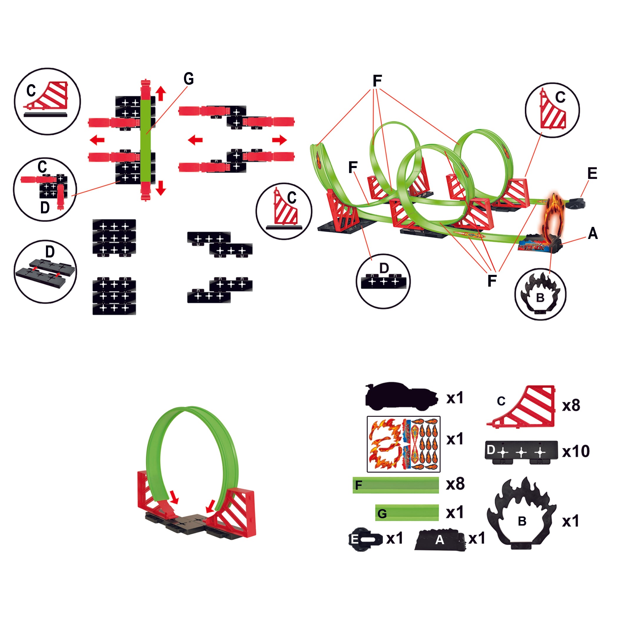 32 Pieces Race Racing Circuit Track Kids Toy Set Pull-back 360 Degree Rotation