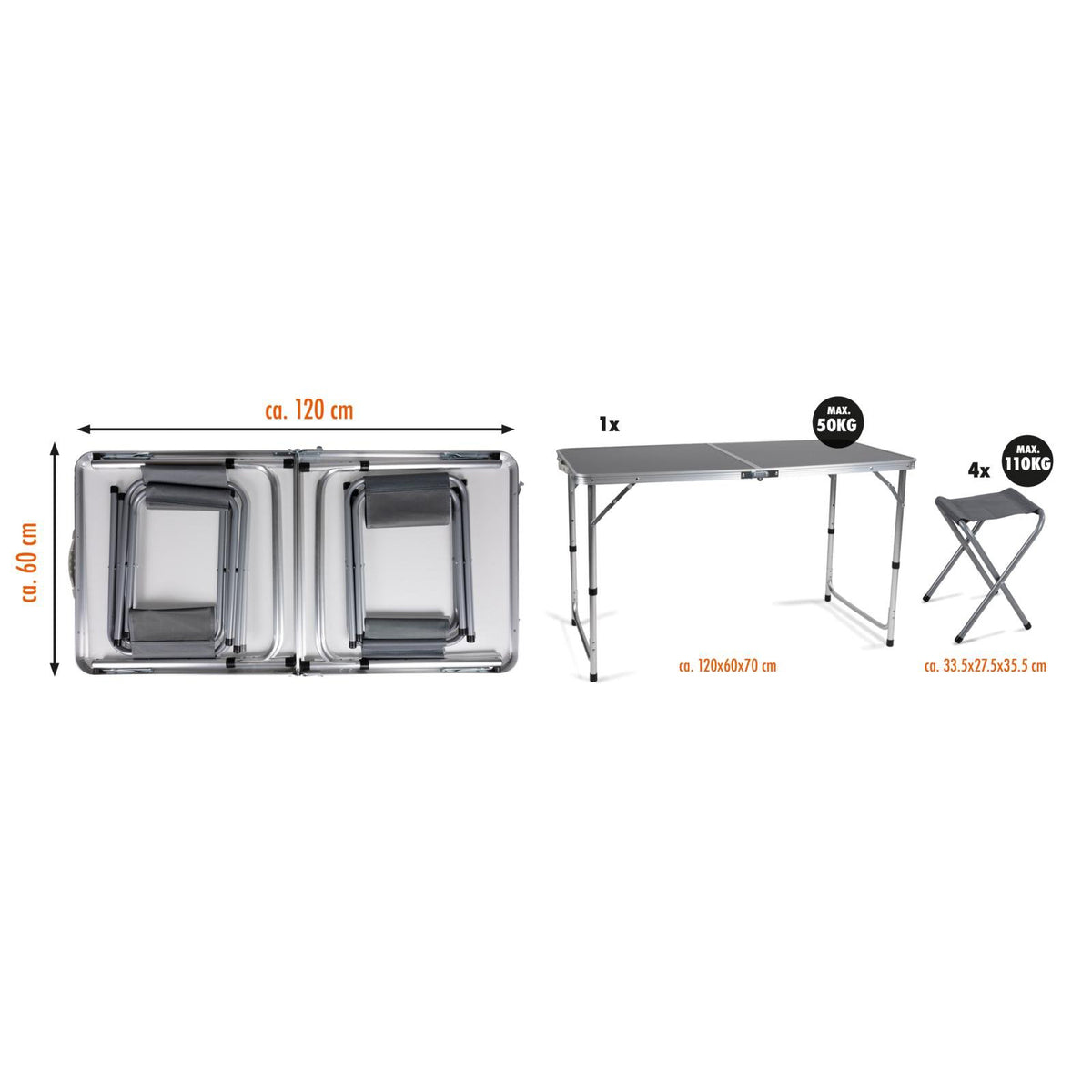 5pc Camp Active Folding Camping Table 4 Chairs Set Picnic Outdoor Portable Kit