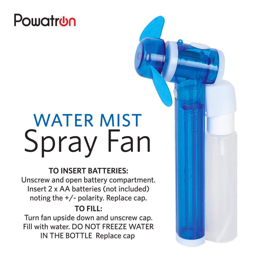 Handheld Water Spray Mist Fan | Indoor Outdoor Use | Soft Blades | Adult or Kids