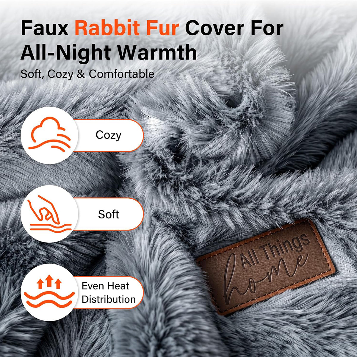 2L Hot Water Bottle with Faux Fur Cover Hand Feet Warmer Double-Sided Heat Pack