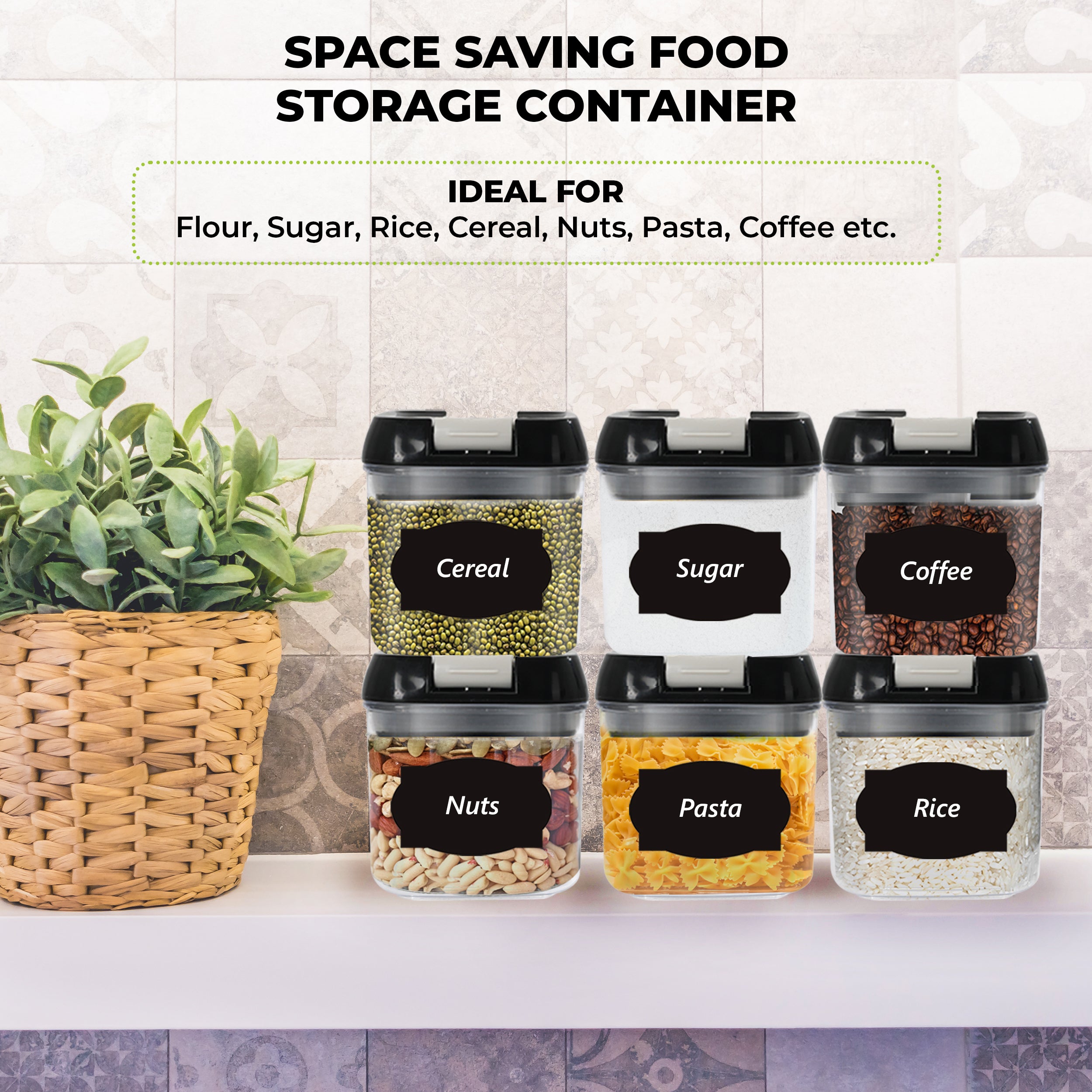 Food Storage Containers Set Plastic Kitchen Jars Clip Airtight Lids Locking